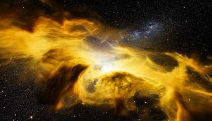 a yellow nebula with a black space background