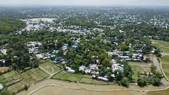 World largest refugee camp Rohingya refugee camp tent house.Drone short of Bangladesh Rohingya refugee camp.