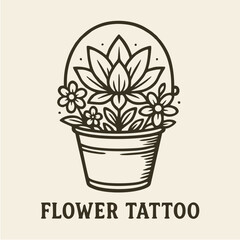 Monoline tatto flower Bouquet