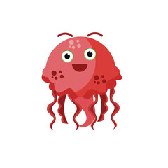 Sea Creatures On White Background Vector PNG Image