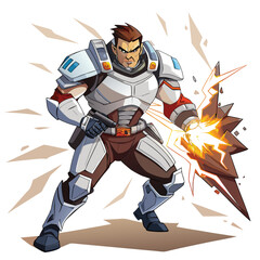 Sci fi soldier with energy weapon and gun