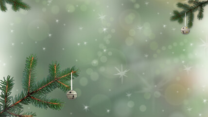 Christmas background with fir-tree and jingle bells