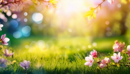 Fototapeta premium vibrant springtime bokeh scene for backgrounds