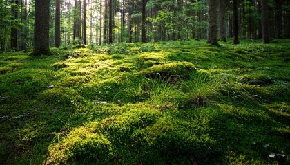 moss covered earth in woodland with rich green texture