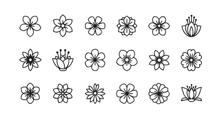 Flower head line art icon bundle illustration © Smithstar