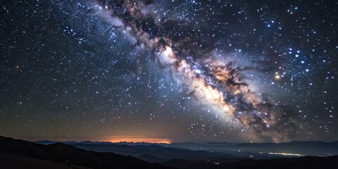 Milky Way Panorama Night Sky Landscape Photography, Astrophotography, Galaxy Astrophotography, Night Sky