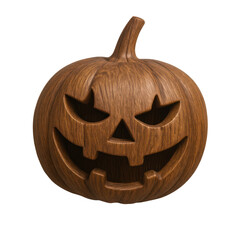 halloween pumpkin made from wood, transparent background