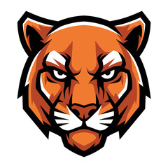 Fierce Cougar Mascot: A bold, stylized illustration of a powerful cougar, embodying strength and determination with intense gaze and commanding presence.