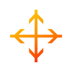 Obraz premium Orange arrow symbol isolated on transparent background indicates direction or way