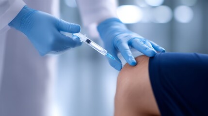 A healthcare professional prepares to administer a vaccine. The image captures the importance of immunization. A detailed view shows a syringe and patient arm.