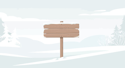 Naklejka premium Wooden Signpost In Winter Landscape Offering Space For Custom Messages
