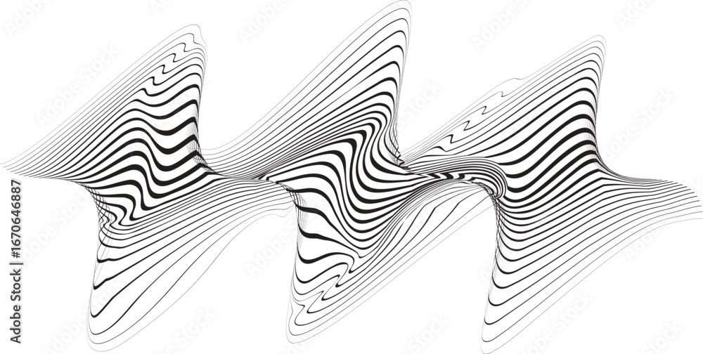 Poster abstract flow lines background . fluid wavy shape .striped linear pattern . music sound wave . vecto