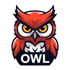 Majestic Owl in Vibrant Artwork: A striking illustration of a majestic owl, with piercing eyes and a powerful presence, designed in a dynamic and colorful artistic style.