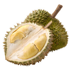 Obraz premium Fresh Durian Fruit Isolated on Transparent Background for Exotic Tropical Design