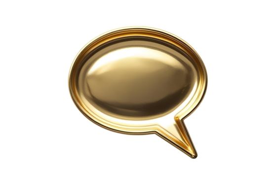a speech bubble, showing details and design, with its golden look, and its style, no background.
