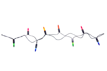 String of Christmas lights isolated on transparent background.