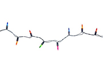 Naklejka premium String of Christmas lights isolated on transparent background.