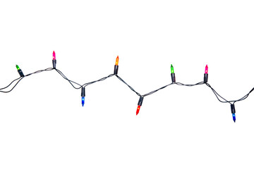 Naklejka premium String of Christmas lights isolated on transparent background.