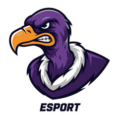 Esport Eagle Mascot: A fierce eagle mascot illustration, perfect for Esport branding, it showcases an aggressive, sharp character with powerful visuals.