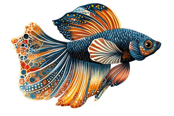 Fototapeta premium Artistic illustration of a siamese fighting fish isolated on transparent background
