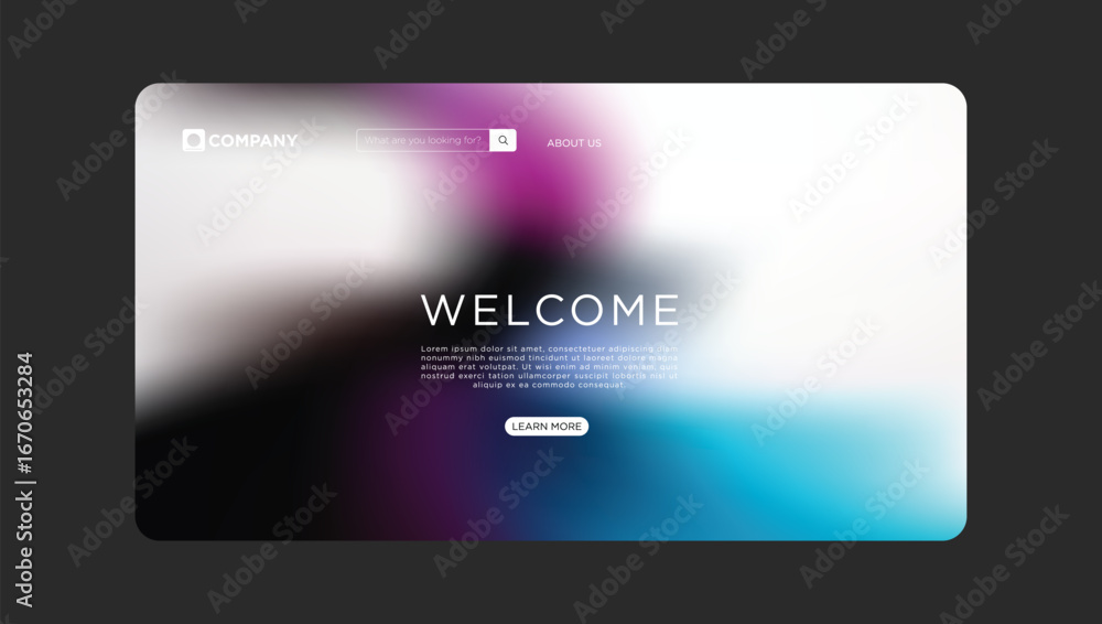 Aufkleber modern website welcome screen with vibrant gradient background and call to action button