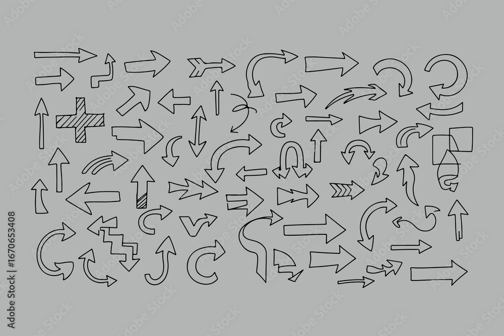 Poster a diverse collection of hand drawn arrows in various styles and directions perfect for design and na