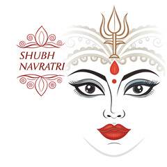 Shubh Navratri Greeting with Decorative Trishul Symbol and Ornate Floral Artwork

