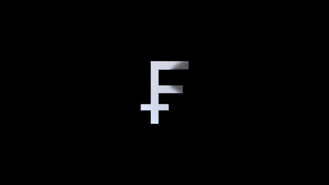 3d glossy swiss franc icon animation with transparent background &ndash; loopable