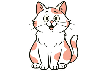 Cheerful and cute cartoon cat illustration with a friendly expression. Great for children's books, pet store logos, animal-themed decor, and more. Provided in fully editable EPS format.
