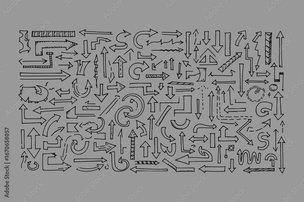 Poster a comprehensive collection of hand drawn arrows in various styles and directions perfect for design 