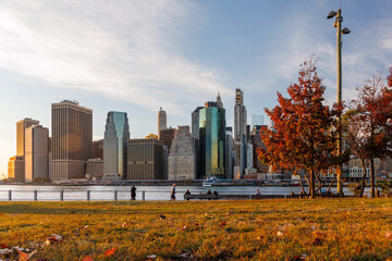 The New York Manhattan skyline during autumn