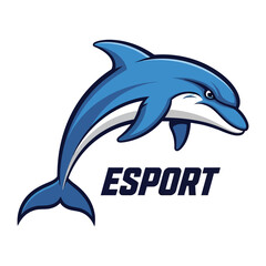 Dolphin E-Sport Logo: A sleek and dynamic illustration of a dolphin, the central figure of an e-sports logo design, evokes a sense of agility and aquatic grace.