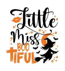 Little Miss Bootiful: A charming Halloween graphic design for kids and witchy enthusiasts.