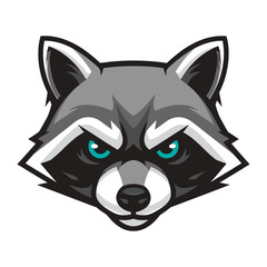 Raccoon Icon: A dynamic illustration of a raccoon with intense gaze, ideal for mascot use, logos, or branding material.