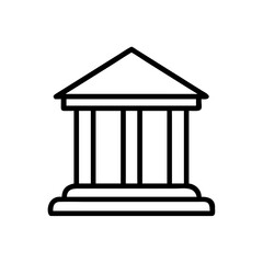 Bank Building Icon with Finance Institution Money Business Symbol
