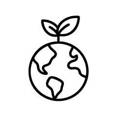 Earth Day Icon with Green Planet Leaf Nature Environment