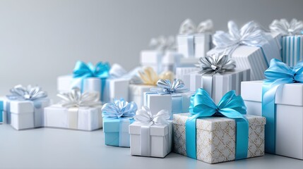 Beautifully wrapped gifts in various colors create a cheerful atmosphere for a special occasion or celebration