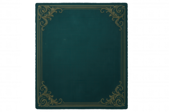 Golden ornate frame adorning green textured surface, highlighting delicate floral corners with vintage elegance and refined decorative detail