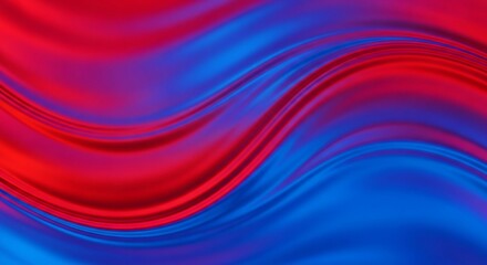 Dynamic Abstract Composition: Red and Blue Flowing Fabric with Wave-like Texture