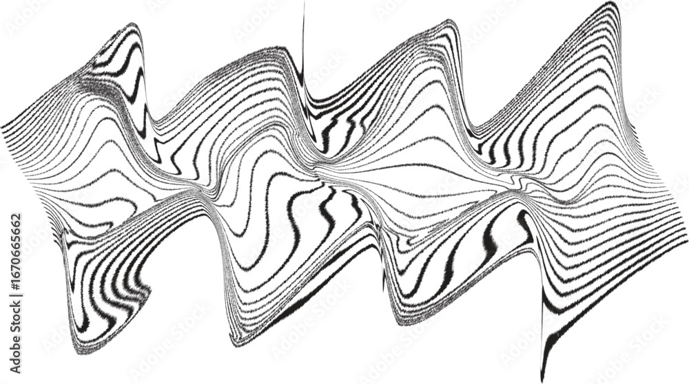 Poster glitch effect . distorted speed lines .abstract flow lines background . fluid wavy shape .rough edge