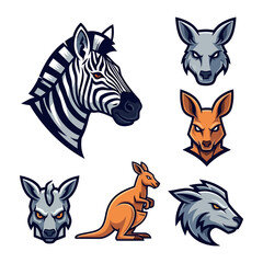 Animal Head Collection: A vivid illustration featuring an array of animal heads, showcasing diverse species. Each creature's distinctive features are emphasized.