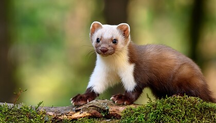 beech marten stone marten white breasted marten in natural habitat wildlife stock photo