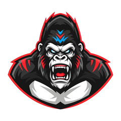 Fierce Gorilla Mascot: A powerful and intense illustration of a gorilla mascot, showcasing its strength and dominance.