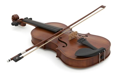 Fototapeta premium Antique wooden violin, isolated on white background