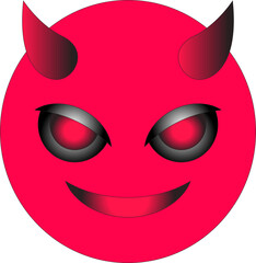 Demonic Face with Sharp Horns and Burning Eyes