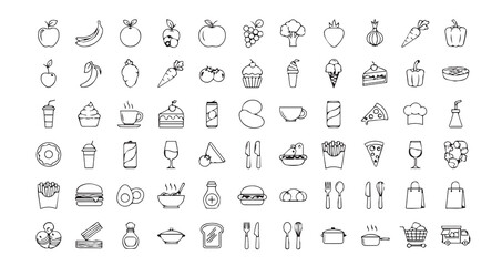 Food line art icon bundle illustration