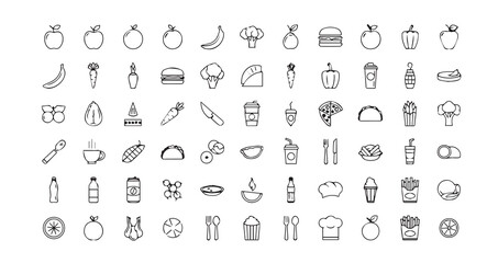 Food line art icon bundle illustration