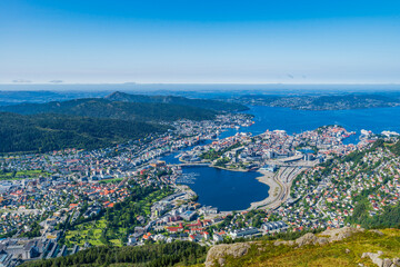 Panoramic view of Bergen from Mount  Ulriken, Norway