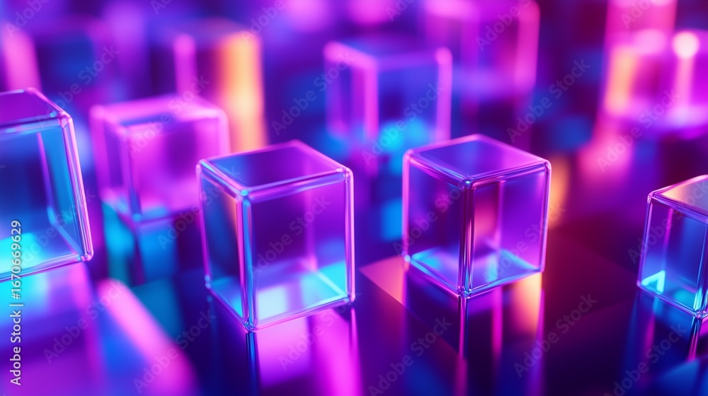 Aufkleber abstract 3d cube background. abstract abstract with a white background. ai cubes with a neon. backgr