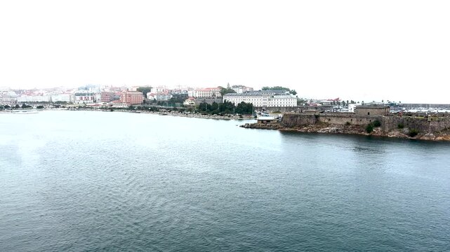 San Anton Castle and buildings in Galicia Spain at the Port of Coruna.